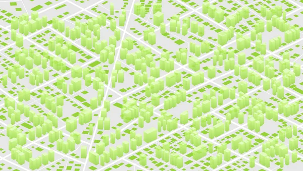 近代的な街の道路 三次元の建物 高層ビル 通りと等質都市マップ インフォグラフィックデザインテンプレートをきれいにします 街のダウンタウンやビジネス街のトップビュー 地図の建物の上からの眺め ベクターイラスト — ストックベクタ