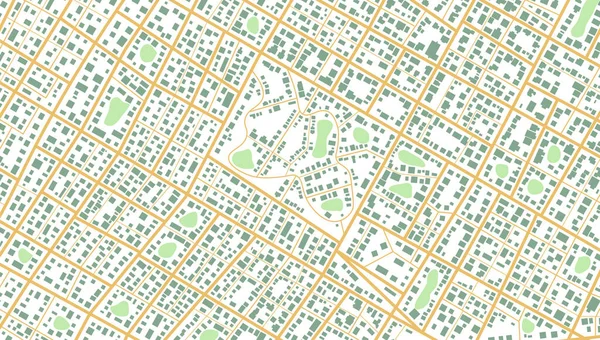 領土の装飾的なグラフィック観光マップ 巨大な都市のトップビュー カジュアルなグラフィックデザインです 町の断片 未来的なルートダッシュボードのGpsマップ追跡 ベクターイラスト アブストラクト輸送の背景 — ストックベクタ