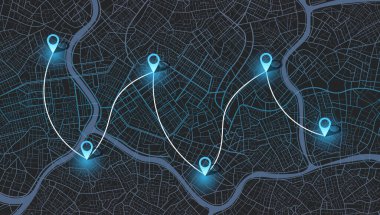 GPS map. City street road. Abstract transportation. City top view. Hi-tech vector background. route distance data, path