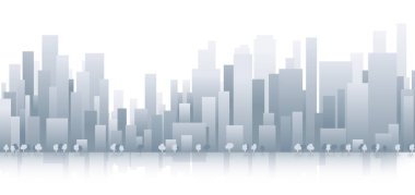 Şehrin gökyüzü bulutlu, sabah gökyüzü, binalar, arka plan manzaralı bir temsili. Modern şehrin kentsel siluet manzarası. Erkek öğrenci birliği tarzında panorama. Soyut yatay şehir manzarası çizgilerin ve geometrik çizgilerin çarpıcı bir bileşimi