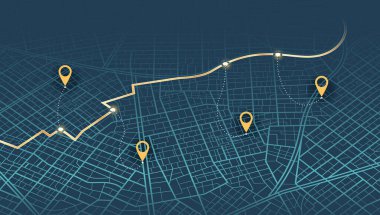 Kendi evine giden Isometric GPS haritası. Şehrin yukarıdan detaylı görüntüsü. Şehir manzarası. Soyut arkaplan