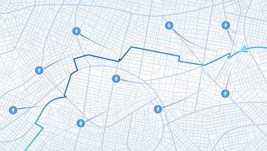 Otoparktaki konum şarj istasyonu ve hızlı süperşarj istasyonu. Yol dönüşleri ve hedef etiketi veya işareti. Çok büyük.