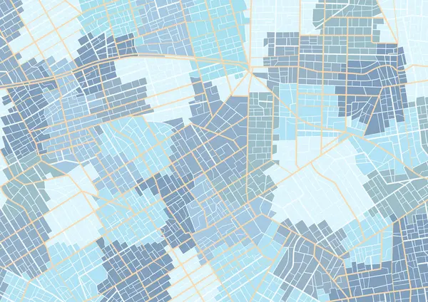 Zona Azul Ciudad Mapa Fondo Calles Vista Superior Ciudad Vista — Vector de stock