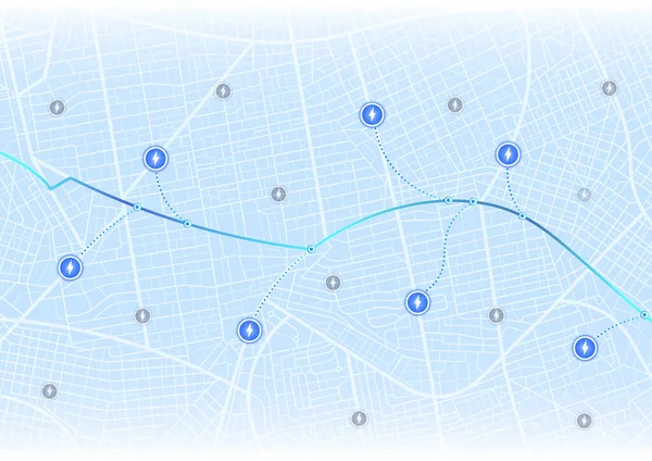 Otoparktaki konum şarj istasyonu ve hızlı süperşarj istasyonu. Yol dönüşleri ve hedef etiketi veya işareti. Çok büyük.