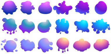 Mürekkep lekeleri. Soyut sanatsal mürekkep sıçraması boya sıçraması, damlalar, noktalar, ıslak boya izleri. Suluboya boya fırça dokusu. Grunge suyu, sprey serpintisi, kirli leke lekeleri ve sıçramış siluetler. Vektör illüstrasyonu beyaz arkaplan.