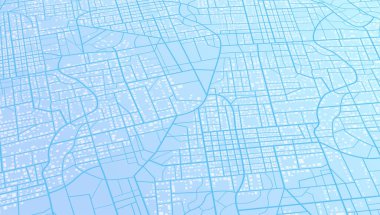 Şehir manzarası. Harita binalarının üstünden bak. GPS haritası. Şehrin yukarıdan detaylı görüntüsü. Dekoratif grafik turist haritası. Çeyrek konut binaları. Vektör, çizim. Soyut ulaşım arkaplanı.