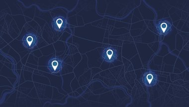Azim. GPS takip haritası. Sokak haritalarında gezinme pimlerini takip et, haritalama teknolojisini yönlendir ve konumunu bul