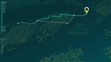 Özdeş soyut harita arkaplanı. Renkli soyut çizgiler. Rout, şehir haritasında broşla işaretlenmiş bir yer. Navigasyon pimi. Sokak, yol ve ev işaretleri olan genel şehir haritası. Renkli düzenlenebilir vektör illüstrasyonu, harita arkaplanı.