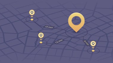 Şehrin simgelerinde gezinmek için GPS izleme sistemi. Farklı yönlere sahip detaylı şehir sokak haritası