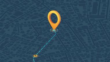 Navigasyon sistemi caddelerde izleme seyrüsefer olduğunu gösteriyor. Sokak haritalarında gezinme pimini kullan, yönlendir