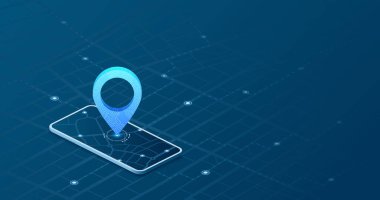 Akıllı şehir ulaşım kontrolünün cep telefonu, verimli yol planlaması için mobil uygulama, konum araması