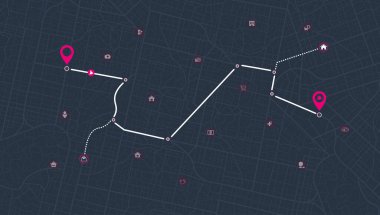 Konum izleri torpido gözünde. Şehir sokak haritası, çeşitli ilgi alanları GPS izleme sistemi, yön bulma ve bulma.