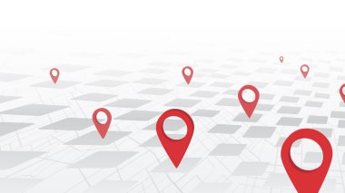 Azim. Perspektif GPS izleme haritası. Sokak haritasında iz sürme iğnesi, haritalama konumlandırma konum iğnesi