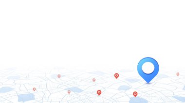 Yer belirleme noktası. Şehrin simgelerinde gezinmek için GPS izleme sistemi. Ayrıntılı şehir sokak haritası