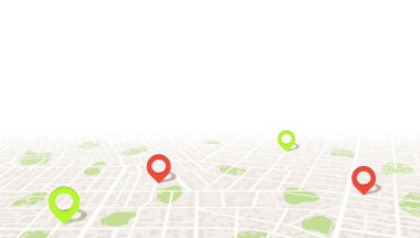 Sivri uçlu navigasyon konsepti. Şehir haritasında konum rozeti. Vektör illüstrasyonu.