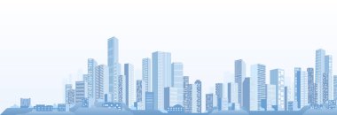 Şehir siluetinin, binaların, arka plan için şehir manzarasının vektör çizimi. Erkek öğrenci birliği tarzında panorama. Soyut yatay