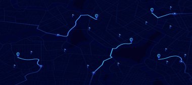 Pin sahibi Isometric GPS haritası. Şehir manzarası. Soyut ulaşım geçmişi. Yön bulma pimlerini takılı tut