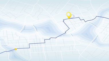 İzleme için konum kodlu Isometric GPS navigasyon haritası. Soyut harita görselleştirme sokak navigasyonu, noktalama