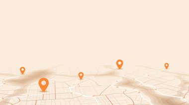 GPS navigasyonundan lobutlara ve çoklu işaretleyicilere. Şehir haritasında yön işaretleri, amaçlanan bir hedef noktası