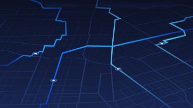GPS navigasyonundan lobutlara ve çoklu işaretleyicilere. Şehir haritasında yön işaretleri, amaçlanan bir hedef noktası
