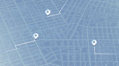 Çoklu varış yerleri, izometrik. GPS takip haritası. Sokak haritalarındaki pimleri takip et, haritalama teknolojisini yönlendir