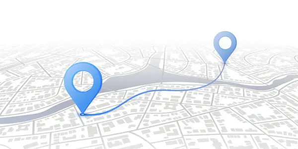 Harita boyunca ana yol. Yol ve dönüşler hakkında veri toplamak için navigasyon haritalama teknolojisi. Buradan yol