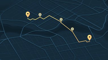 GPS navigasyonundan lobutlara ve çoklu işaretleyicilere. Şehir haritasında yön işaretleri, amaçlanan bir hedef noktası