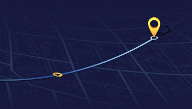 İzleme için konum kodlu Isometric GPS navigasyon haritası. Soyut harita görselleştirme sokak navigasyonu, noktalama