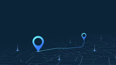 Seyahat konsepti. Coğrafi konumlandırma ve soyut GPS navigasyon, çevrimiçi navigasyon haritası işaretleyici, harita konumlandırması ile işaretle