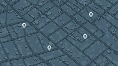 Sokakta lobutları olan Isome haritası. Çevrimiçi navigasyon haritası işaretleyici, harita navigasyonu ile işaretle. 3D toplu iğneler