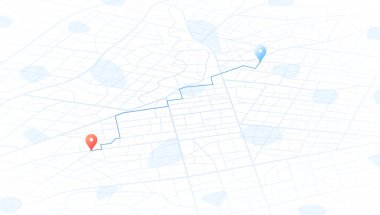 Şehir haritasında online konum takibi. Yer belirleyici. Arka planda caddeler olan dev şehir haritası. Vektör