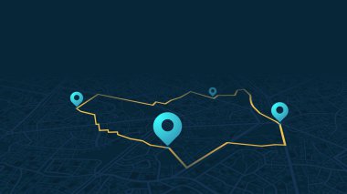 GPS navigasyonu. Rotayı planlama, çoklu konum planlama. Isometric şehir manzara navigasyonu