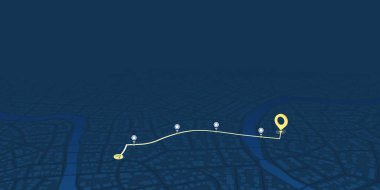 GPS navigasyonundan lobutlara ve çoklu işaretleyicilere. Şehir haritasında yön işaretleri, amaçlanan bir hedef noktası
