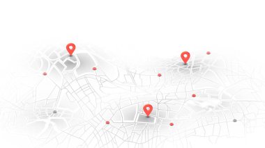 Yer belirleme noktası. Şehrin simgelerinde gezinmek için GPS izleme sistemi. Ayrıntılı şehir sokak haritası