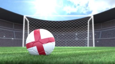 İngiltere futbol topu, stadyuma kamera flaşı ile yuvarlanıyor..