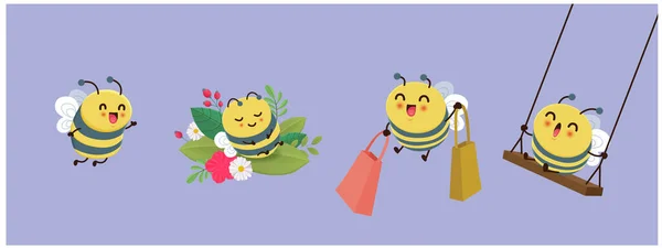 Урожай Привітання Весни Вітання Банер Дизайн Шаблон Бджолою Ліцензійні Стокові Ілюстрації
