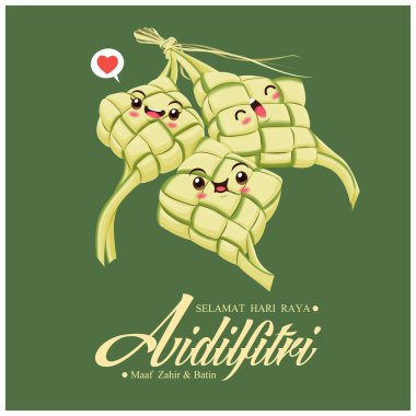 Hari Raya Aidilfitri arka plan tasarımı ketupat ile. Malay oruç günü kutlaması demek, fiziksel ve ruhsal olarak af diliyorum..