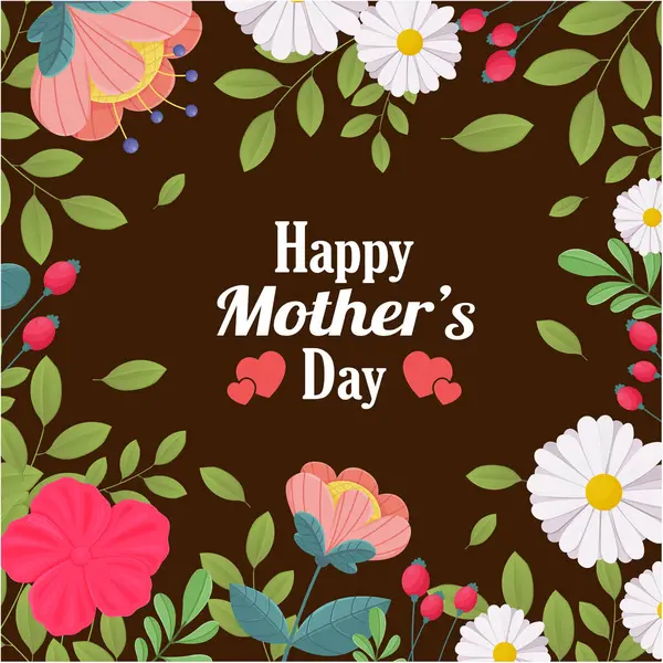 Happy Mothers Day Poster Mit Blumen lizenzfreie Stockvektoren