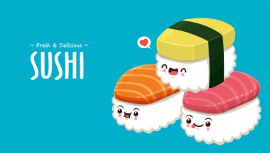 Klasik Suşi karakteri poster şablonu.