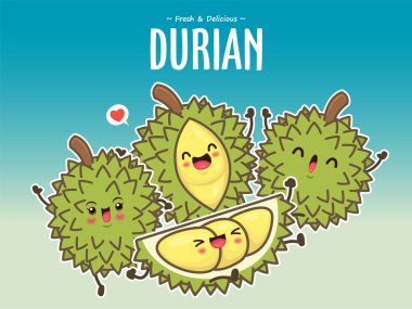 Durian karakterli klasik yemek posteri tasarımı.