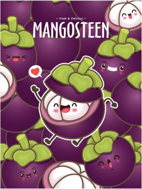 Mangosteen karakterli klasik yemek posteri tasarımı