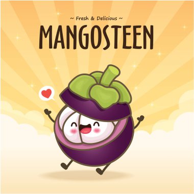 Mangosteen karakterli klasik yemek posteri tasarımı