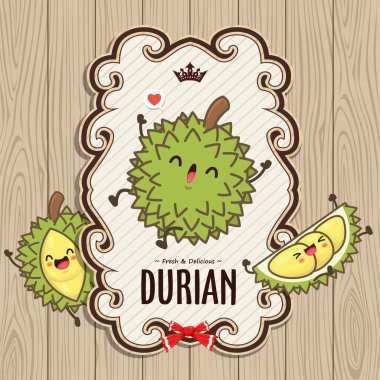 Durian karakterli klasik yemek posteri tasarımı.