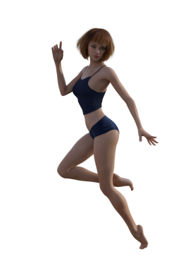 Ayakta duran bir kızın 3B görüntüsü