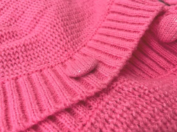 Roze Trui Stof Achtergrond Textuur — Stockfoto
