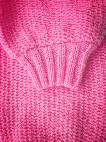 Różowy Sweter Tkanina Tło Tekstury — Zdjęcie stockowe