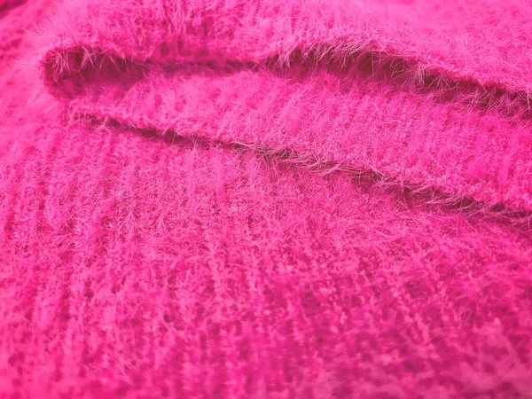 Růžový Svetr Tkaniny Pozadí Textura — Stock fotografie