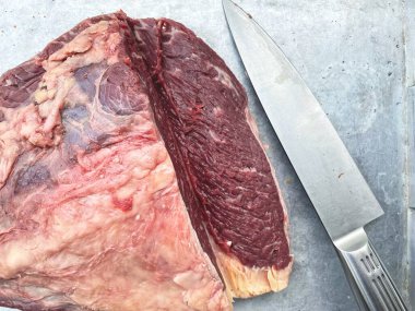 Close up of fresh steak raw