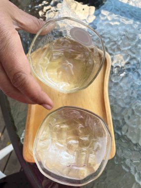 Water drink beverage on glass