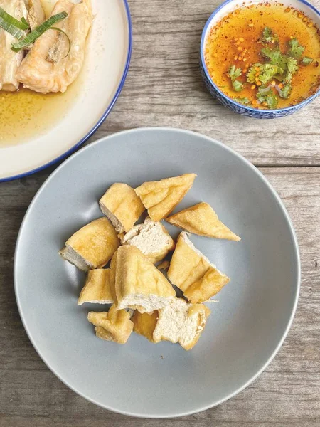 Tofu Comida China Sobre Fondo Madera — Foto de Stock